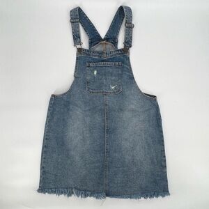 wild fable Overall Rough Hem Distressed Mini Jean Dress Size Large Women's